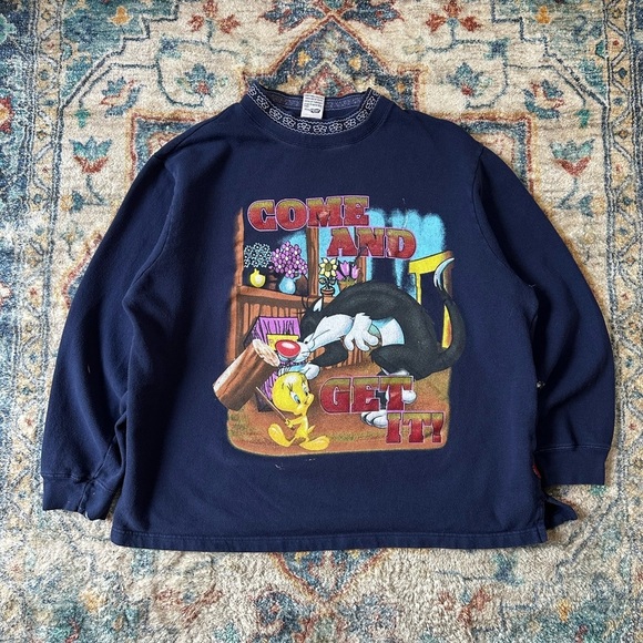 Vintage Tops - Vintage Looney Tunes Tweety And Sylvester Crewneck Large